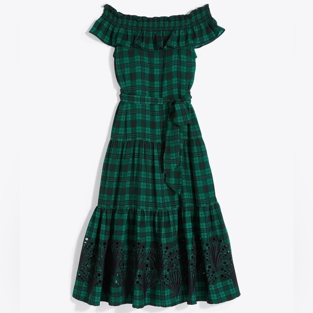 NWT,Draper James,The Tie Waist Dress, Timeless Blackwatch Plaid,Luxury Size L - Picture 4 of 14